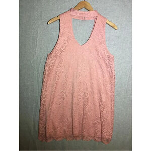 Womens Peppermint Dress Pink Floral Lace Halter Neck Cutout Pretty Casual